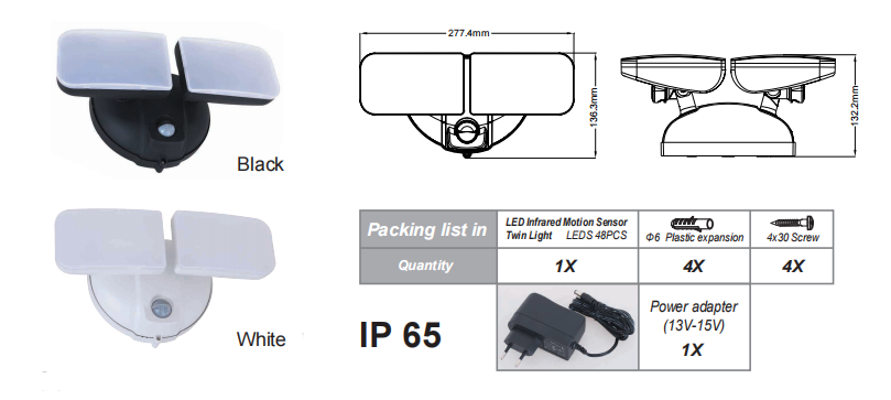 PD-2P-A Fuente de luz LED dual: su guardián nocturno inteligente